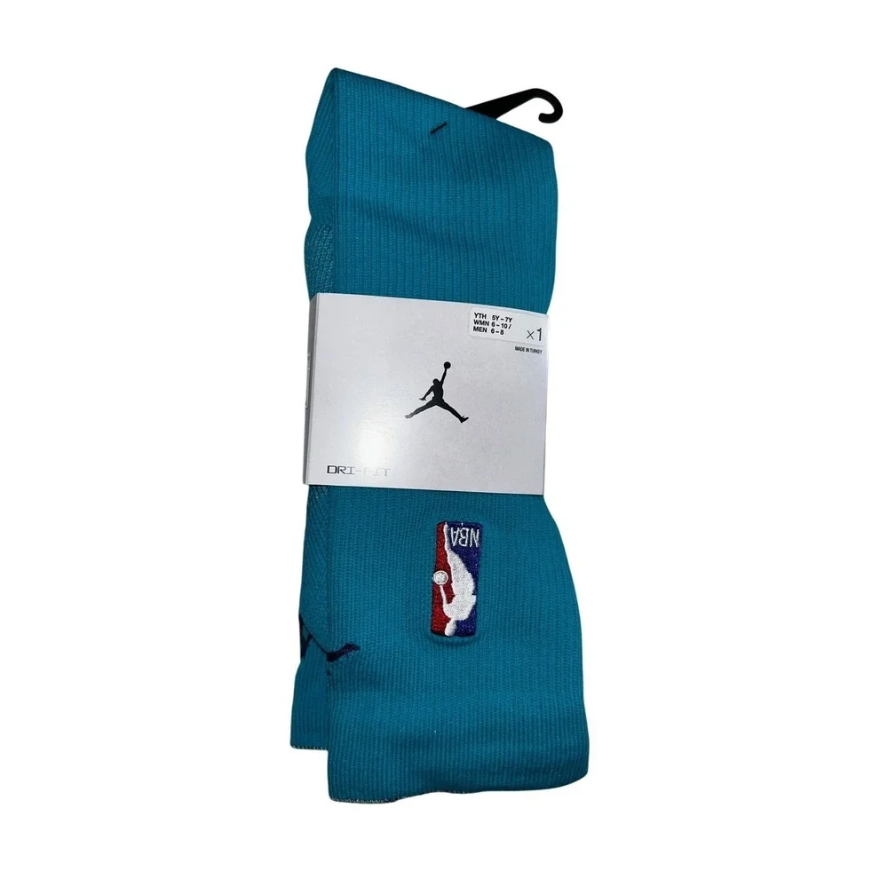 Air Jordan NBA Authentic Knee High Socks Teal Blue Dri-FIT Mens 12/15